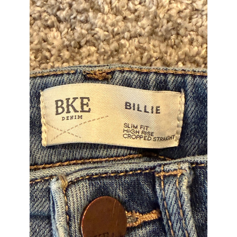 BKE Jeans Womens 23x28 Blue Billie High Rise Cropped Straight Distressed Denim - Picture 3 of 10